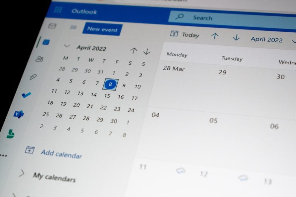Appointment scheduling software calendar displayed on a computer screen