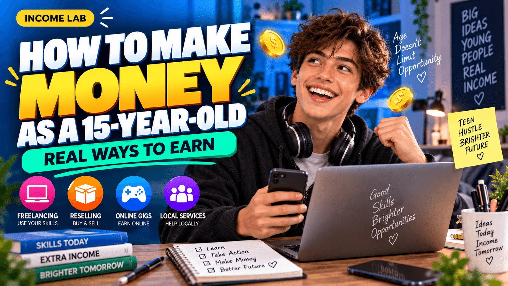 How to Make Money as a 15-Year-Old: Jobs, Side Hustles & Online Ideas teen money making blueprint